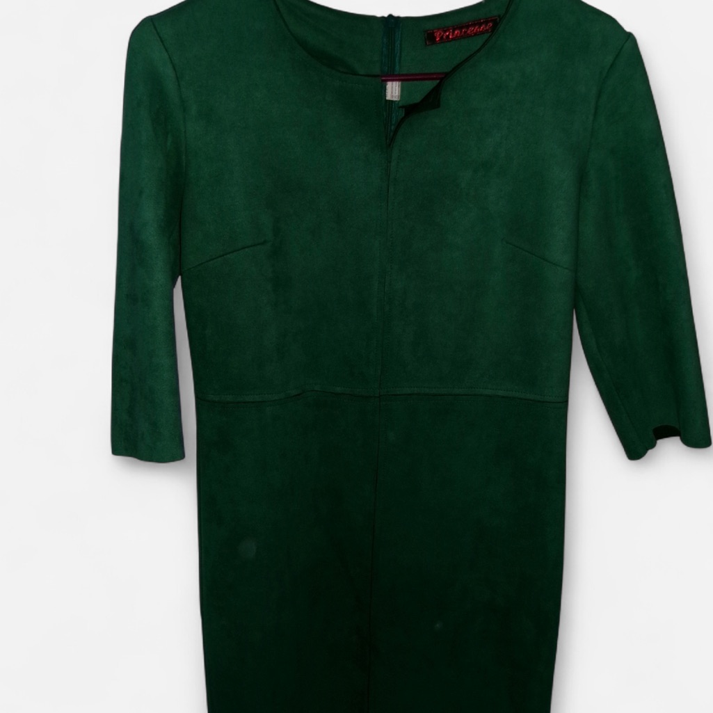 Emerald Green Suede Midi Dress